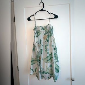 H&M white green leaf summer dress